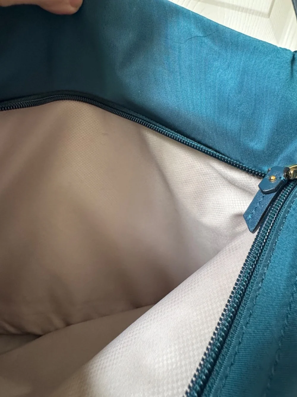 TUMI Voyageur Sadler Teal Blue Nylon Crossbody Bag Gold Hardware